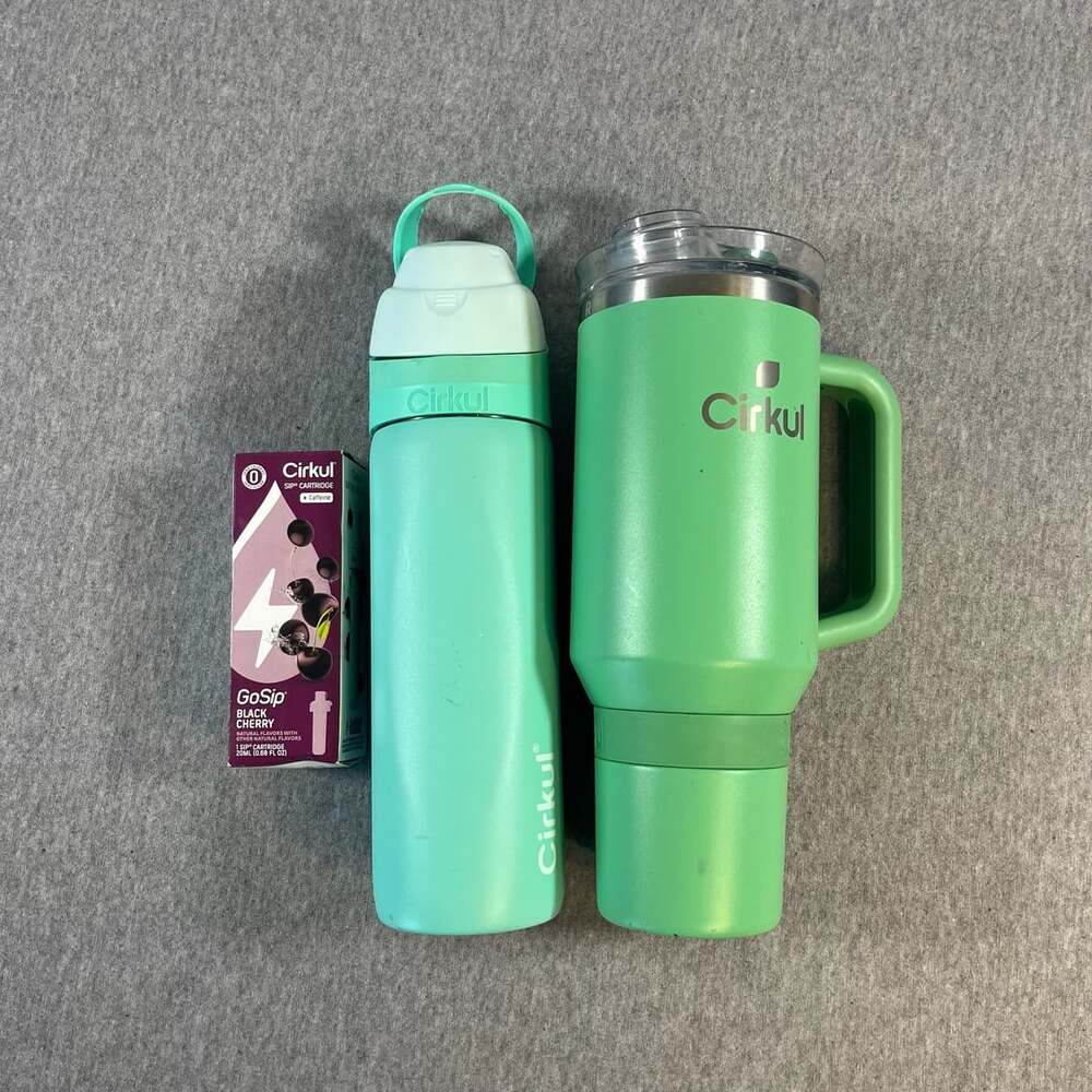 Cirkul Stainless Steel Water Bottle&Tumbler Bundle , Black Cherry Sip Cartridge